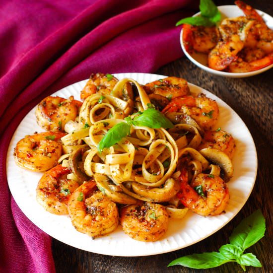 Pesto Shrimp Fettuccine