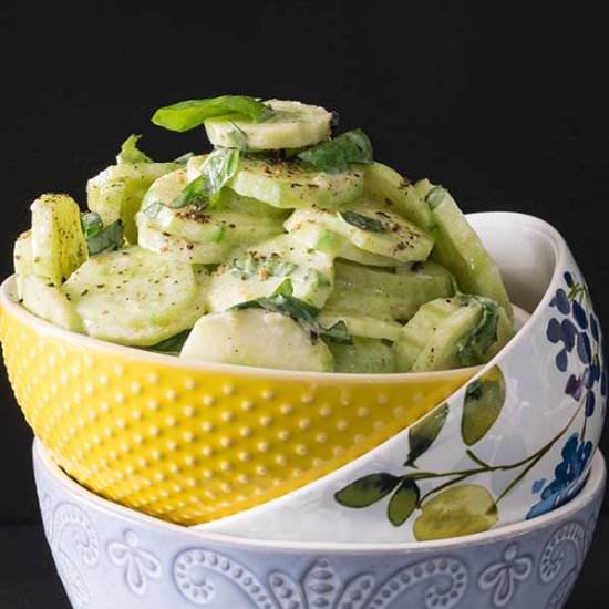 Creamy Cucumber Salad Garlic Basil