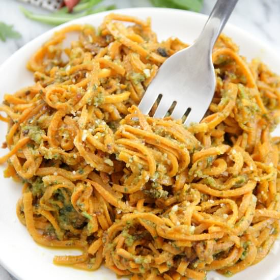 Sweet Potato Noodles with Pesto