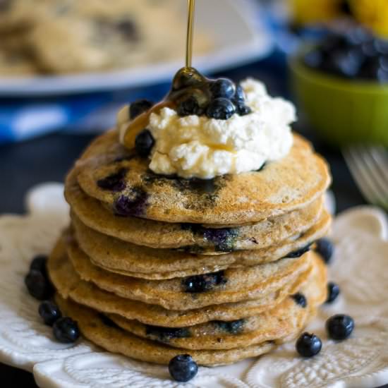 Whole Wheat Blueberry Pancakes