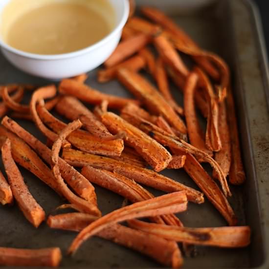 Oil Free Roasted Carrot Fries