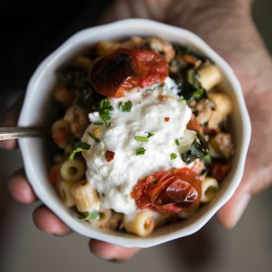 Creamy Sausage & Burrata Pasta