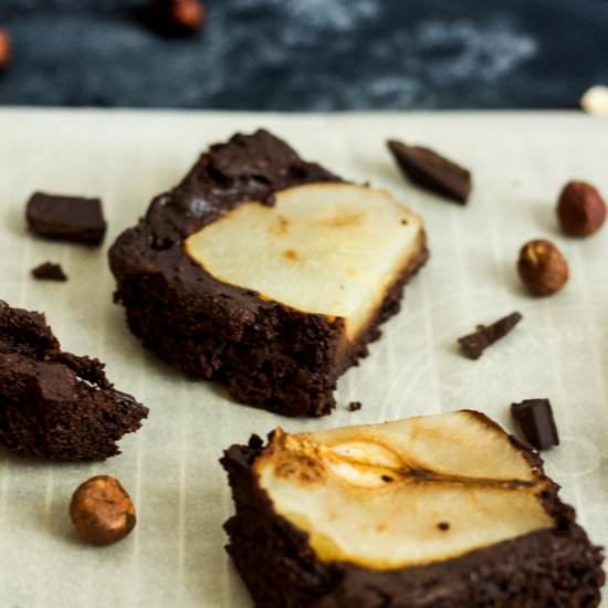 Hazelnut + Pear Fudge Brownies