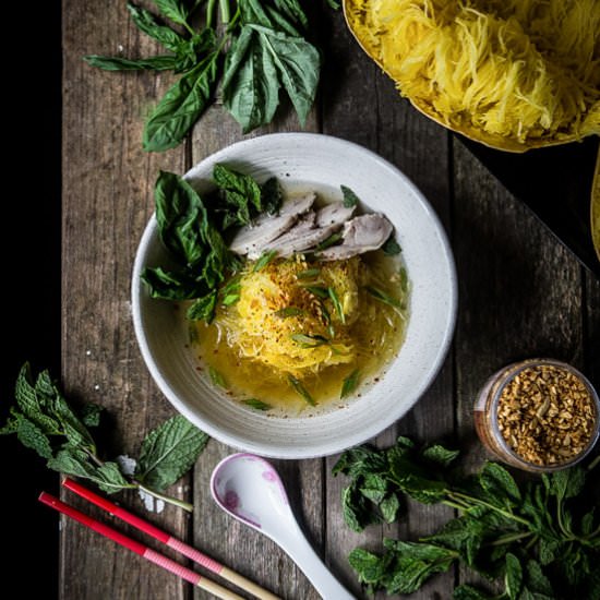 Spaghetti Squash Chicken Noodle Soup