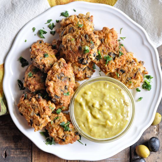 Olive Fritters Lemon Caper Aioli