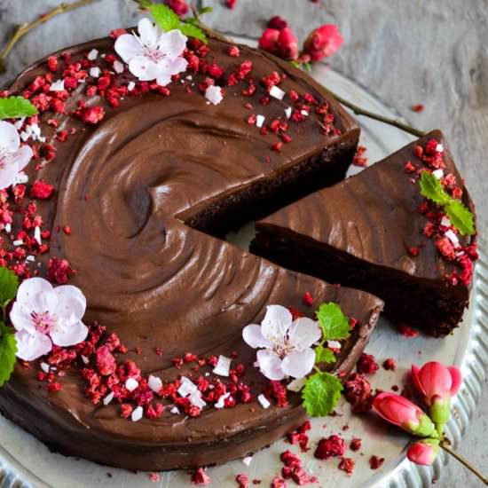 Chocolate and raspberry cake