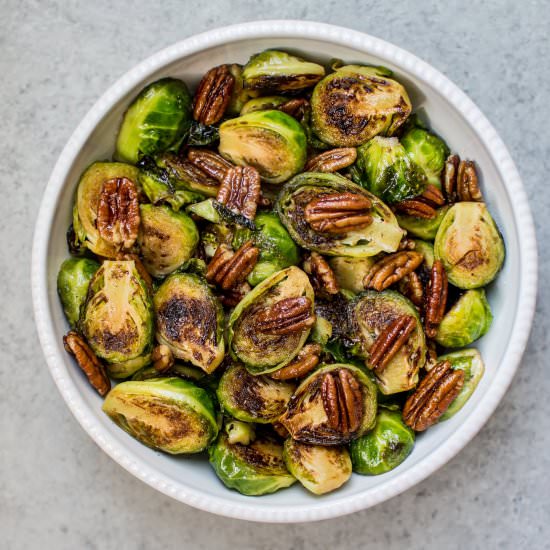 Maple Pecan Brussels Sprouts