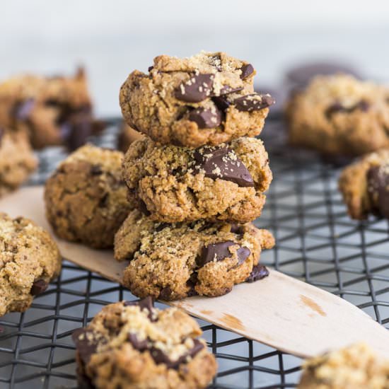 Almond, Tahini Choc Chip Cookies