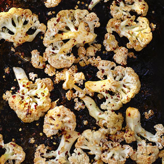 Spicy and sweet roasted cauliflower
