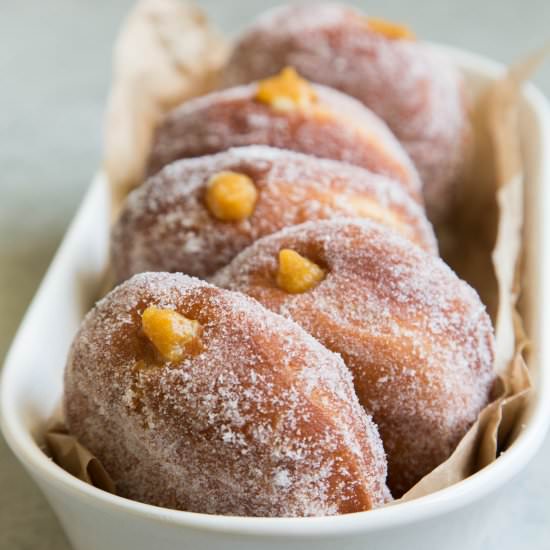 Peach Cream Filled Doughnuts