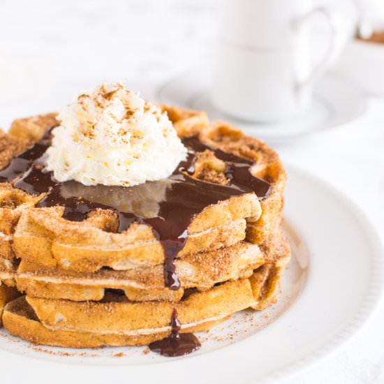 Churro Waffles w/Mexican Chocolate