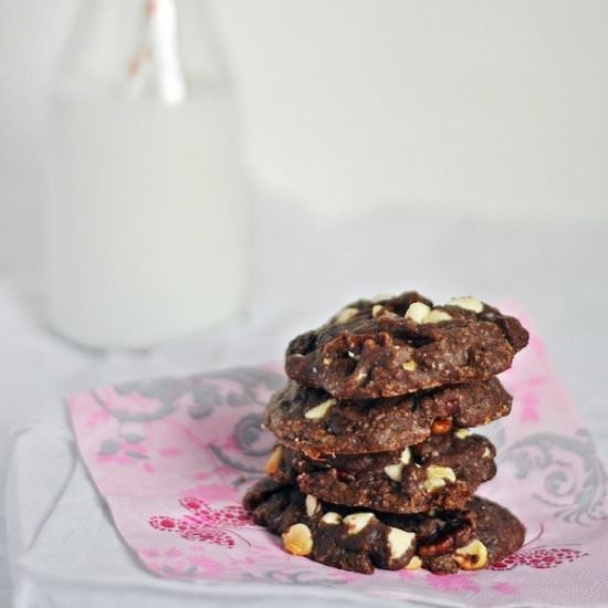 Triple Chocolate Pecan Cookies