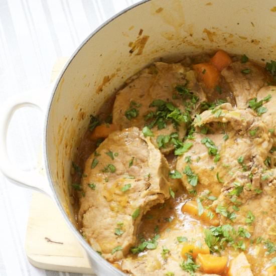 Braised Pork Chops with Leeks