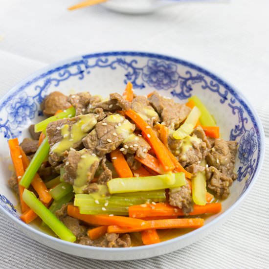 Beef Stir Fry with Mustard Sauce