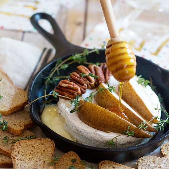 Honey Pecan Baked Brie with Thyme