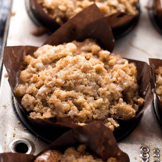 Honey Glazed Apple Crumb Muffins