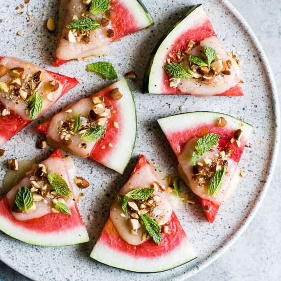 Charred Watermelon Cheese Wedges
