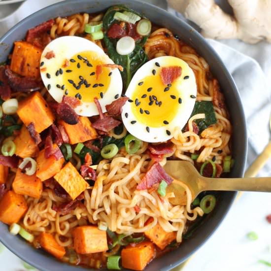 Sweet Potato, Bacon and Red Curry Ramen