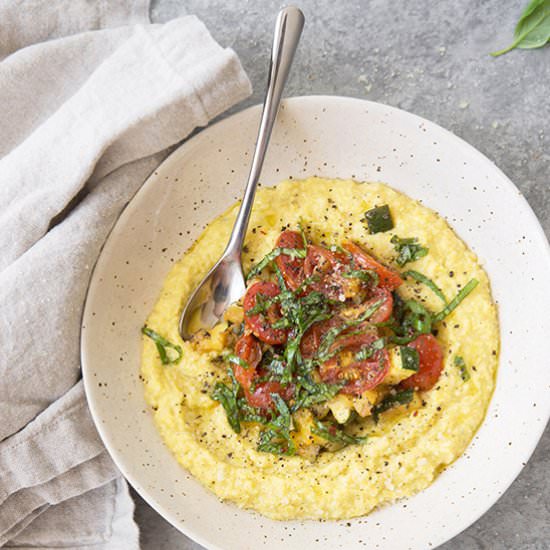 Fresh Corn Polenta w/ Farm Veggies