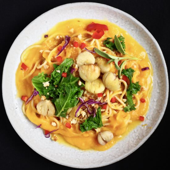 Creamy Vegan Pumpkin Chestnut Pasta