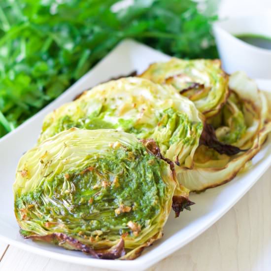 Garlic Herb Roasted Cabbage Steaks