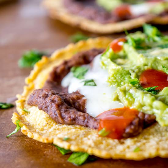 Black Bean Guacamole Tostadas