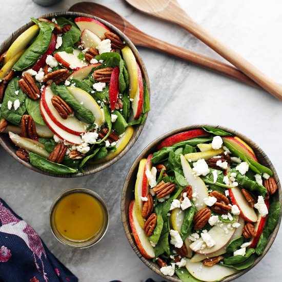 Apple and Pear Spinach Salad