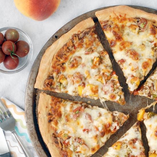 BBQ Black Bean Peach Salsa Pizza
