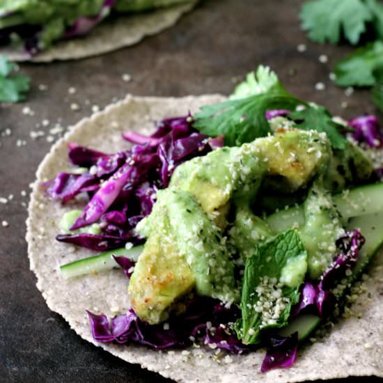 Pan Fried Avocado Tacos