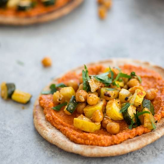 Roasted Vegetable and Romesco Pitas