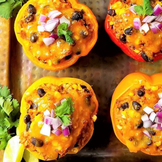 Turkey Enchilada Stuffed Peppers