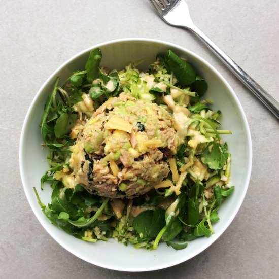 Avocado Tuna with Ginger Lime Salad