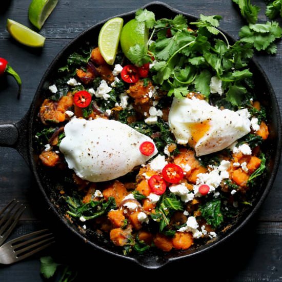 Sweet Potato Hash with Kale & Eggs