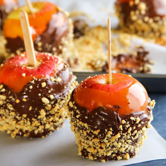 Chocolate Peanut Caramel Apples