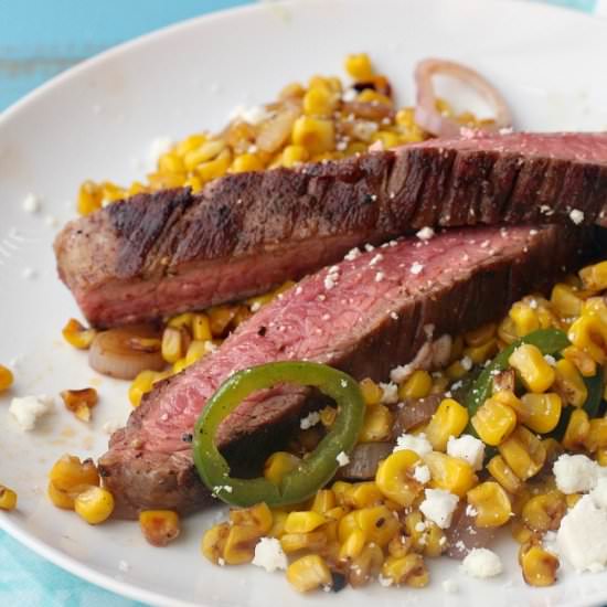 Flank Steak with Mexican Sweet Corn