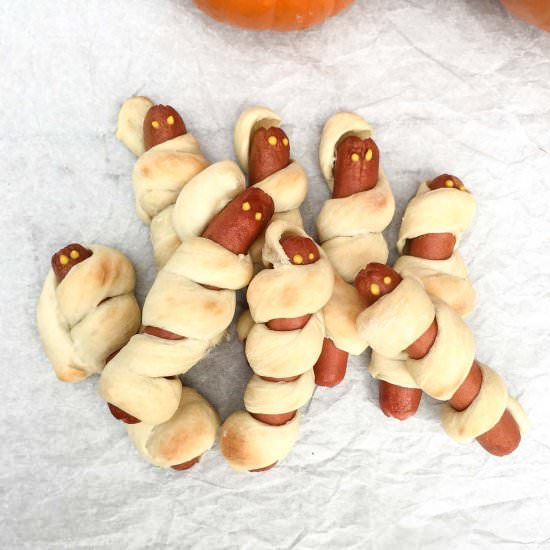 Halloween Hot Dog Mummies