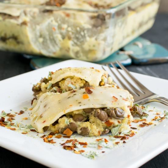 Cheesy Lentil Quinoa Casserole