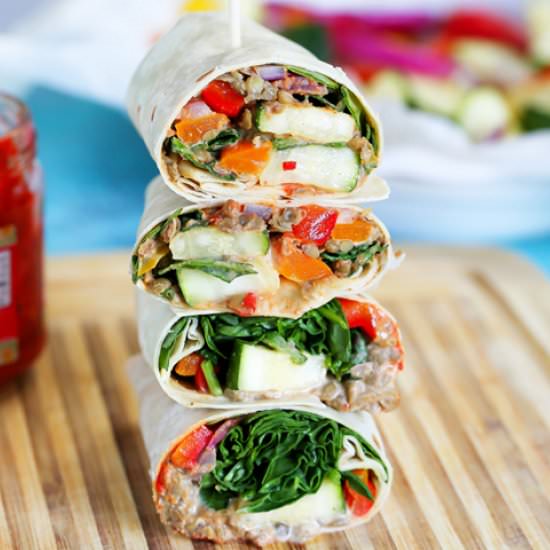 Lentil Wrap Loaded With Veggies
