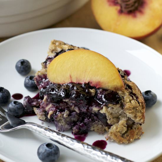 PeachBlueberry Protein Oatmeal Bake