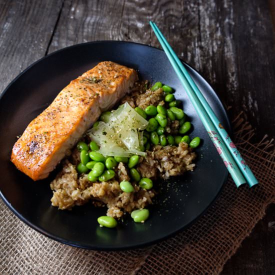 Edamame Brown Rice Bowl and Salmon