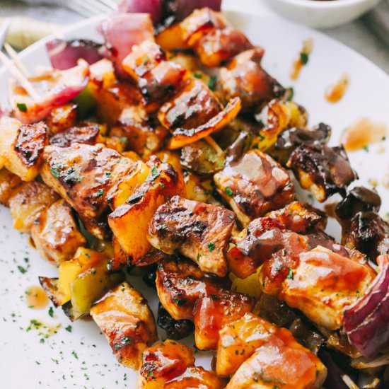 Barbecue Pineapple and Pork Skewers