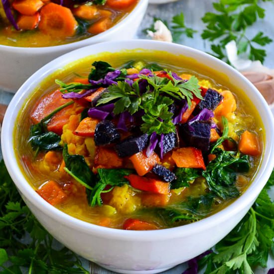 Red lentil and chickpea cream soup