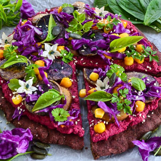 Black bean purple pizza