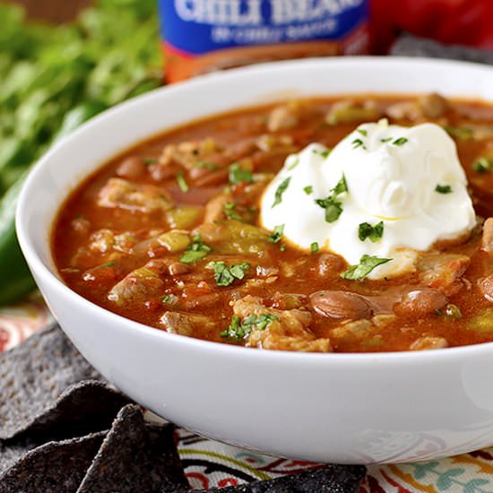 Fiesta Pork, Bean and Green Chili Chili
