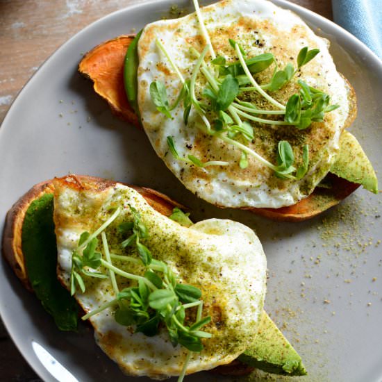 Sweet Potato Avocado Toast and Egg