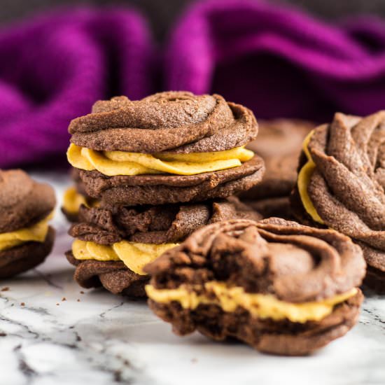 Chocolate Pumpkin Viennese Cookies