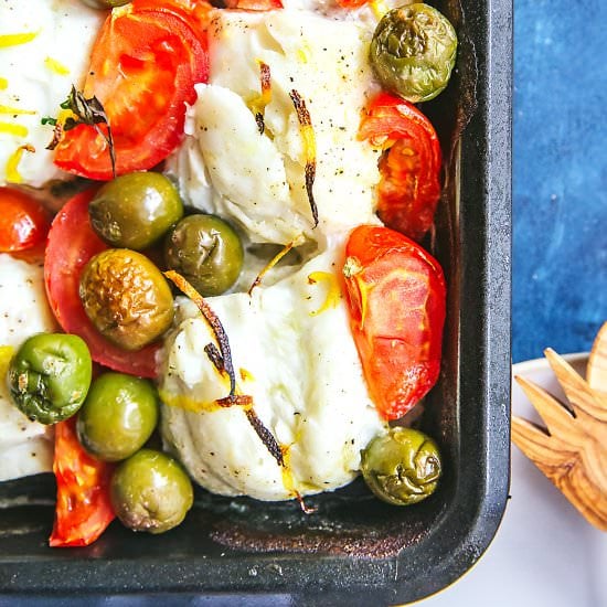haddock with olives and tomatoes