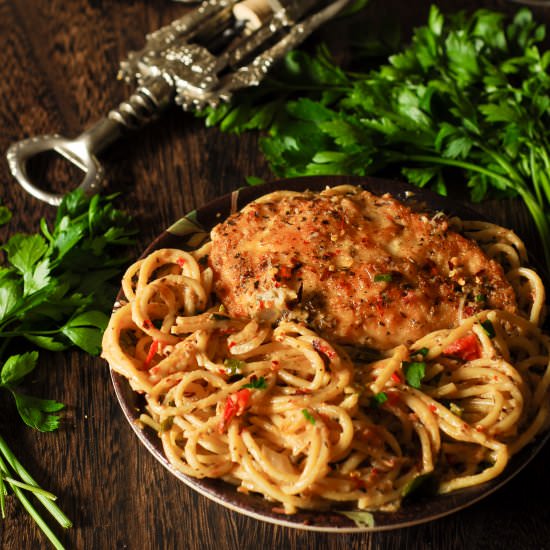 Chicken Pasta in Creamy Wine Sauce