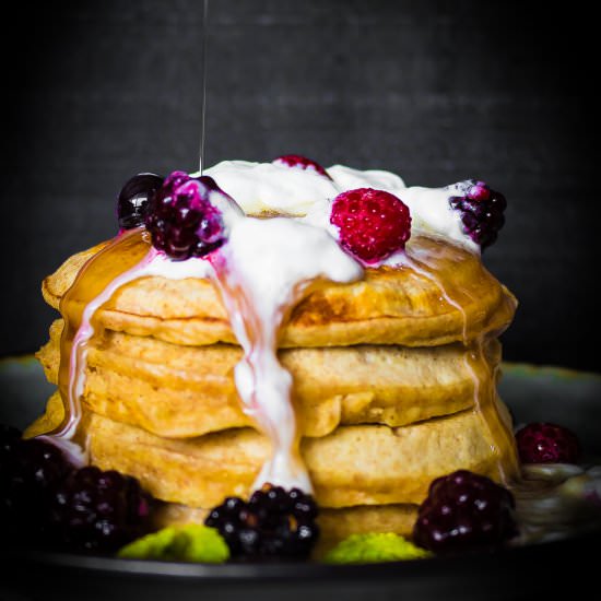 Berry Ricotta Blender Pancakes
