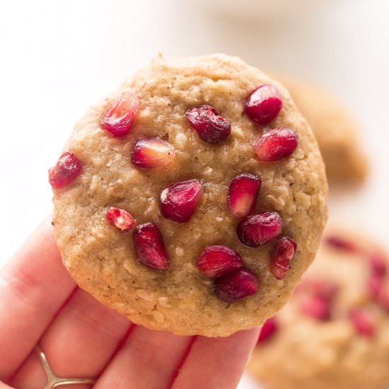 Honey Oatmeal Pomegranate Cookies